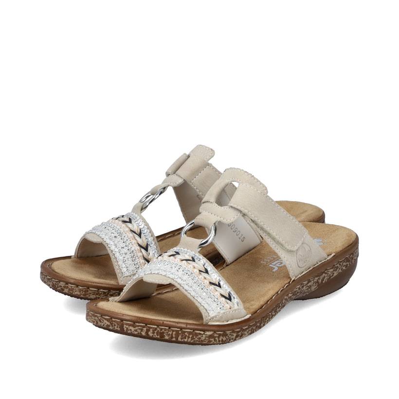 Rieker Artikelnummer 628M6-80 Rieker Damen Pantoletten cremeweiß