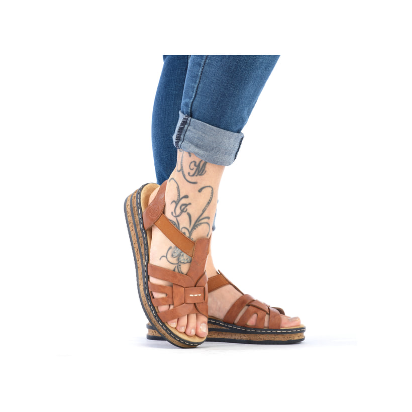 Rieker Artikelnummer 62918-22 Rieker Damen Keilsandaletten Kastanienbraun