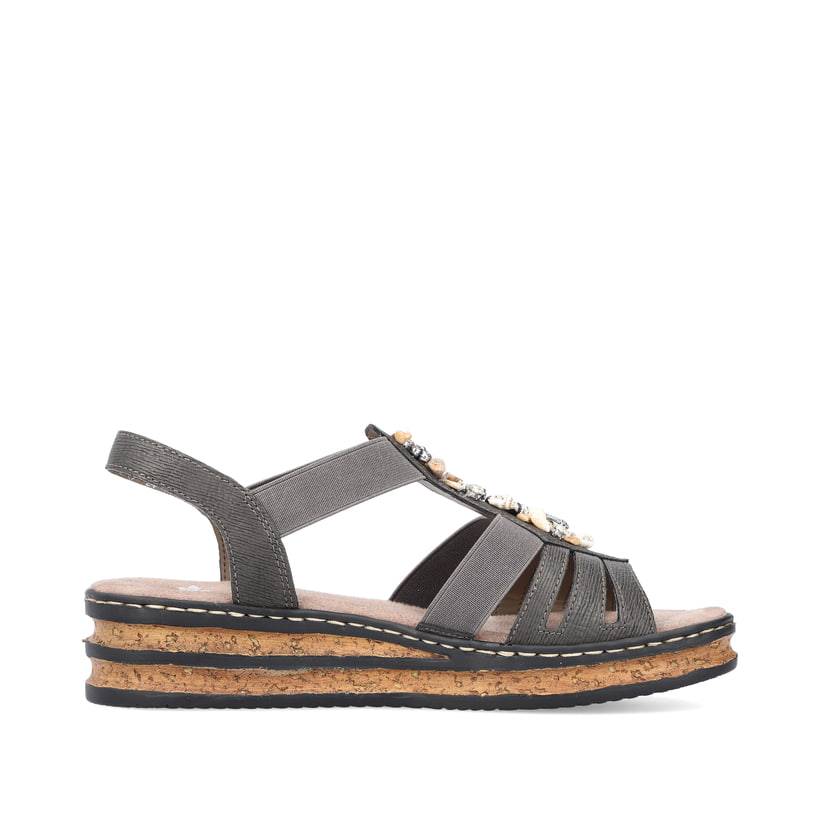 Rieker Artikelnummer 62949-45 Rieker Damen Keilsandaletten Braungrau