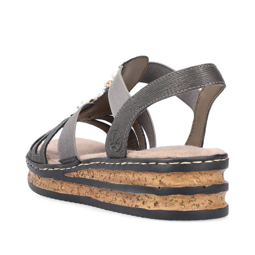 Rieker Artikelnummer 62949-45 Rieker Damen Keilsandaletten Braungrau