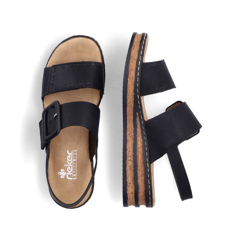 Rieker Artikelnummer 62950-00 Rieker Damen Keilsandaletten Tiefschwarz