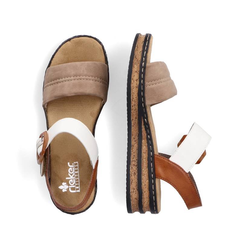 Rieker Artikelnummer 62964-90 Rieker Damen Keilsandaletten Braunbeige-schwarz