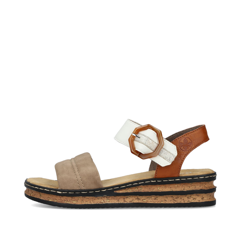 Rieker Artikelnummer 62964-90 Rieker Damen Keilsandaletten Braunbeige-schwarz