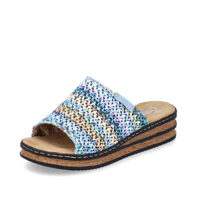 Rieker Artikelnummer 62968-90 Rieker Damen Pantoletten Multi-himmelblau