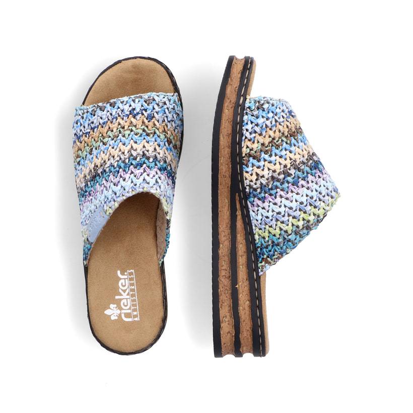 Rieker Artikelnummer 62968-90 Rieker Damen Pantoletten Multi-himmelblau