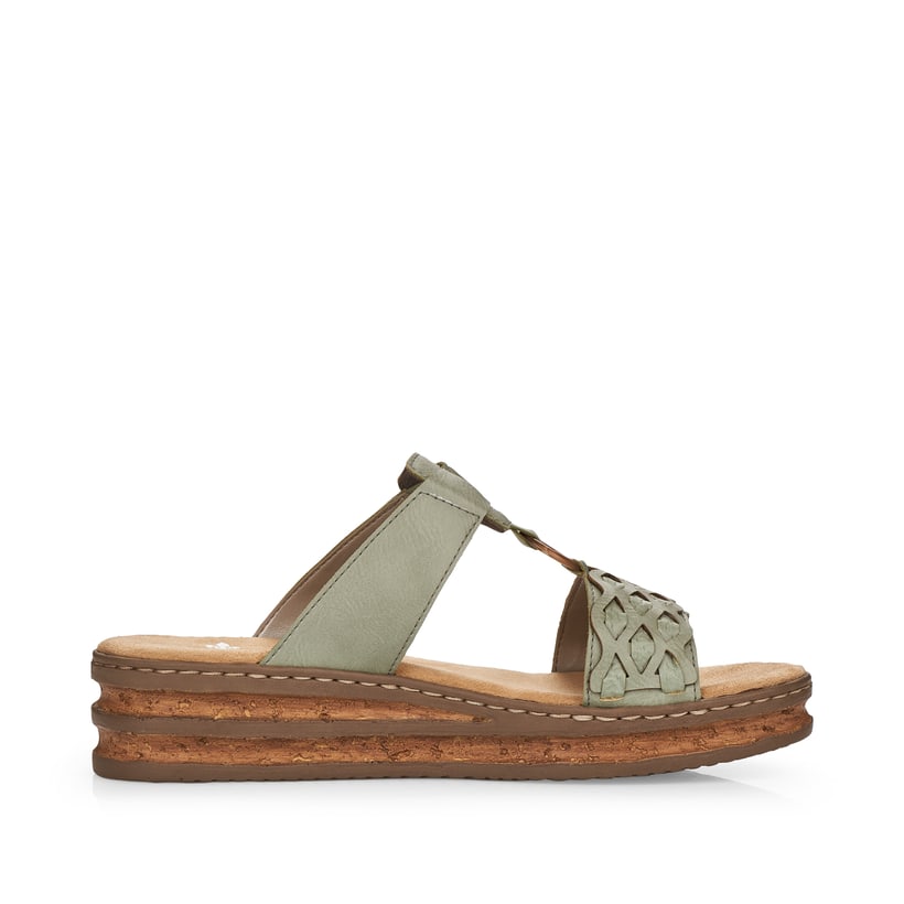 Rieker Artikelnummer 629K9-52 Rieker Damen Pantoletten Mintgrün