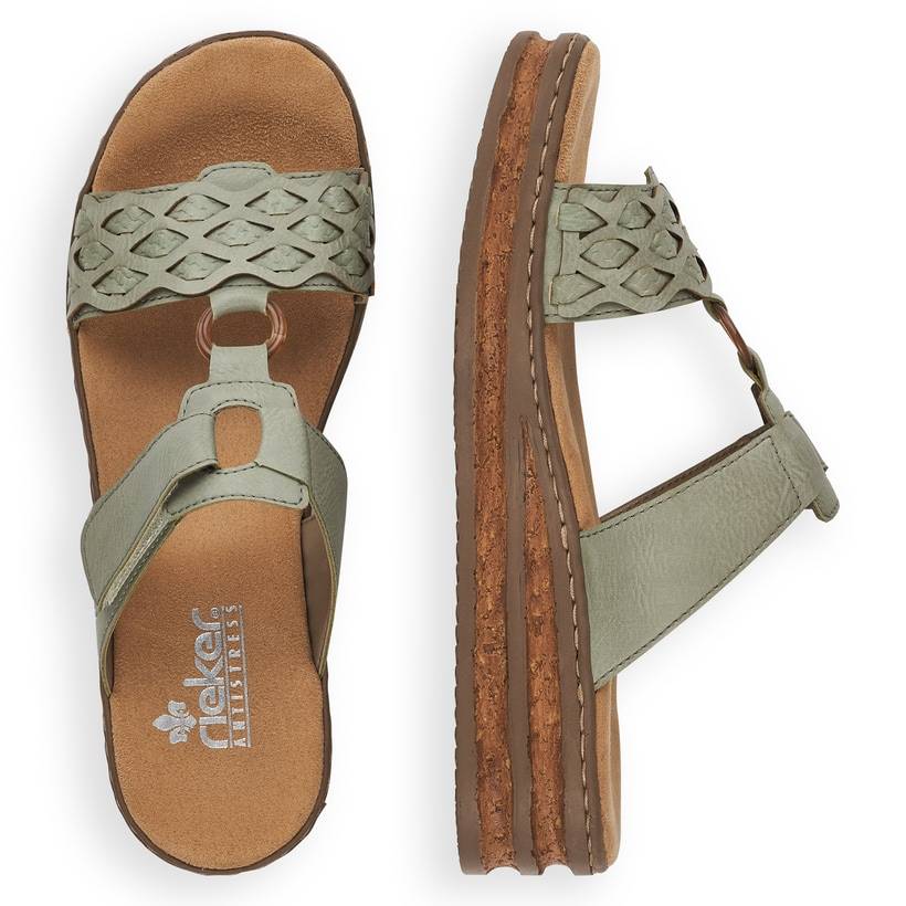 Rieker Artikelnummer 629K9-52 Rieker Damen Pantoletten Mintgrün