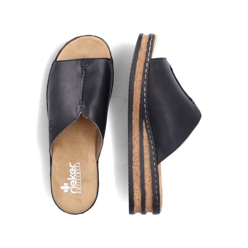 Rieker Artikelnummer 629M9-00 Rieker Damen Pantoletten Nachtschwarz