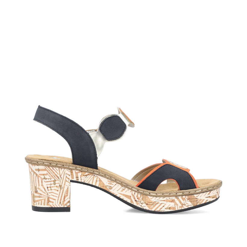 Rieker Artikelnummer 63876-90 Rieker Damen Riemchensandaletten Pastellorange-pazifikblau