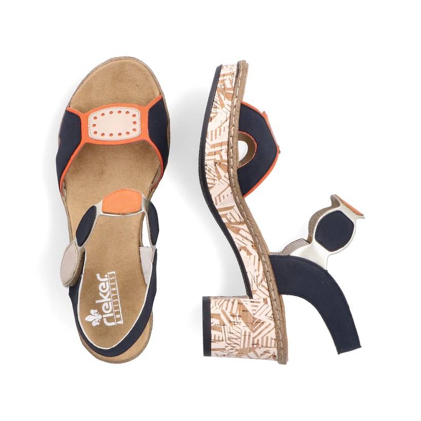 Rieker Artikelnummer 63876-90 Rieker Damen Riemchensandaletten Pastellorange-pazifikblau