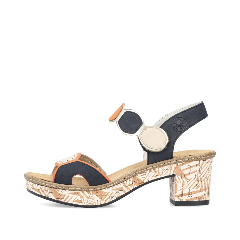 Rieker Artikelnummer 63876-90 Rieker Damen Riemchensandaletten Pastellorange-pazifikblau