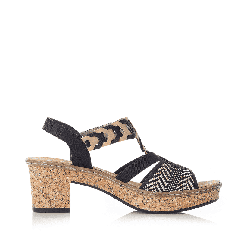 Rieker Artikelnummer 638C7-00 Rieker Damen Riemchensandaletten Tiefschwarz