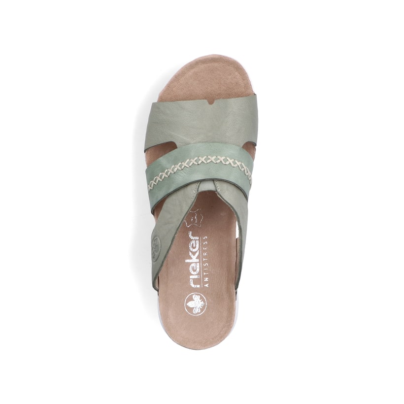 Rieker Artikelnummer 64469-52 Rieker Damen Pantoletten Grüngrau