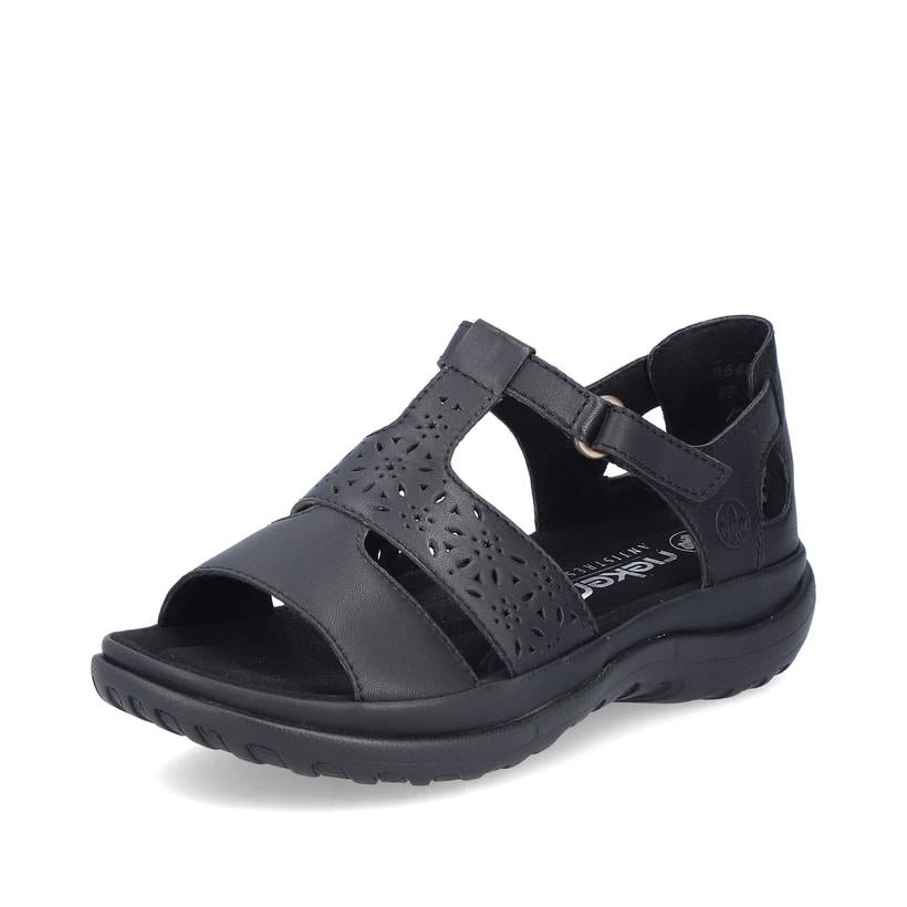 Rieker Artikelnummer 64865-01 Rieker Damen Riemchensandalen Glanzschwarz