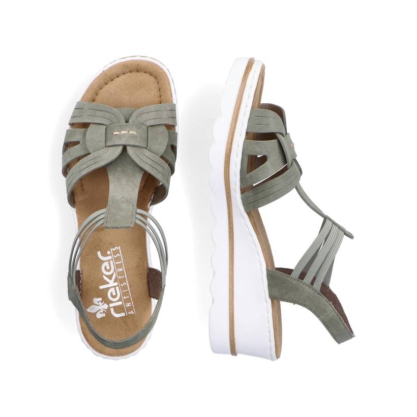 Rieker Artikelnummer 67459-52 Rieker Damen Keilsandaletten Khakigrün