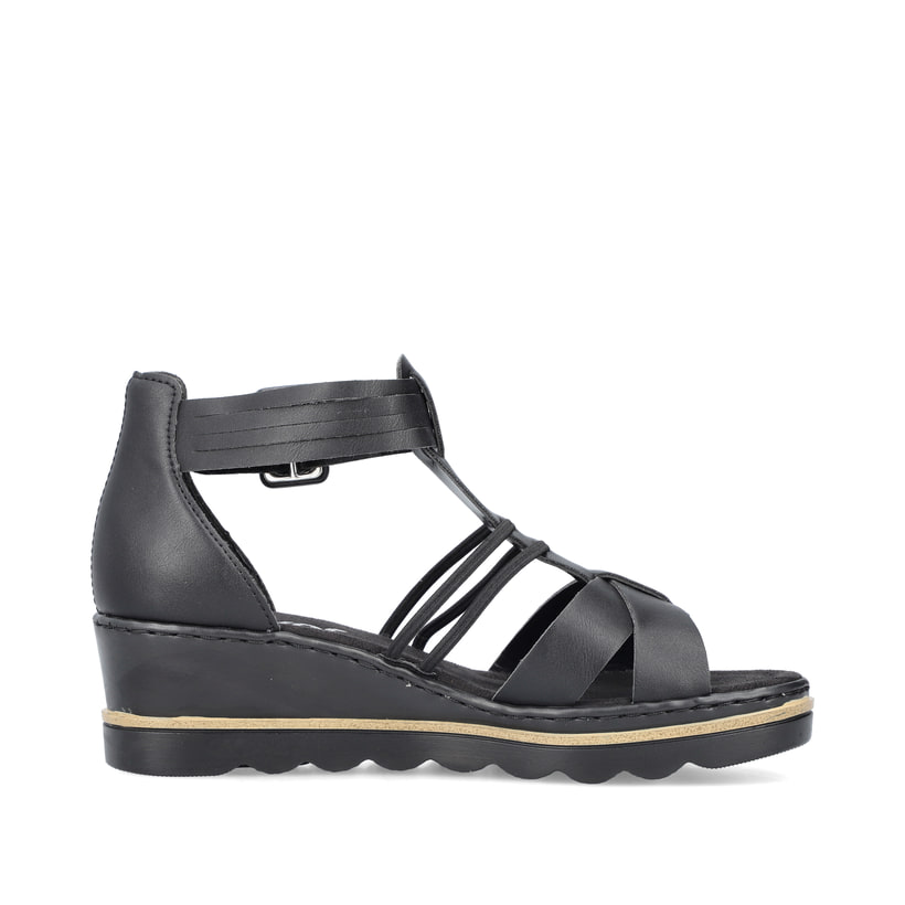 Rieker Artikelnummer 67480-01 Rieker Damen Keilsandaletten Asphaltschwarz