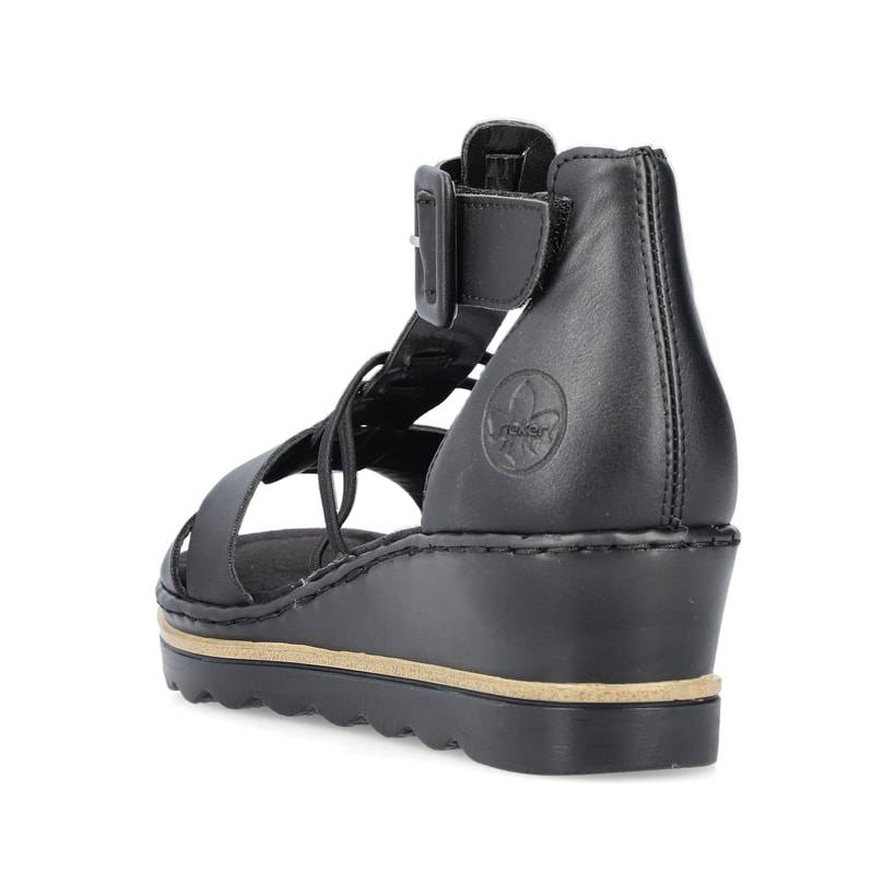 Rieker Artikelnummer 67480-01 Rieker Damen Keilsandaletten Asphaltschwarz
