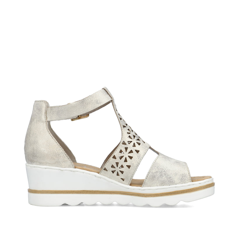 Rieker Artikelnummer 67481-60 Rieker Damen Keilsandaletten Silber-platin-metallic