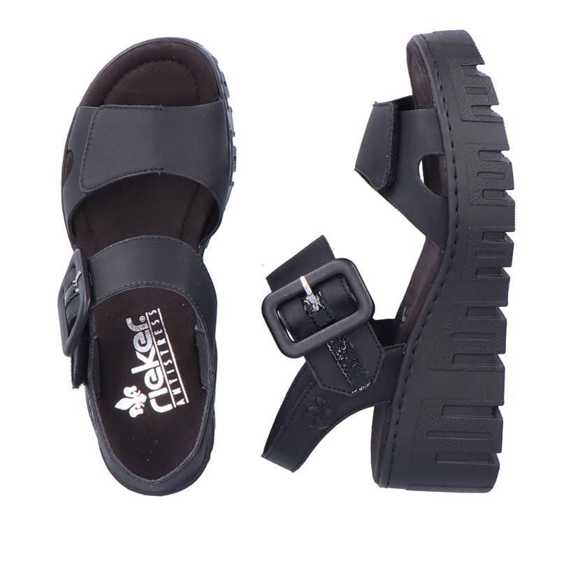 Rieker Artikelnummer 68050-00 Rieker Damen Keilsandaletten Tiefschwarz