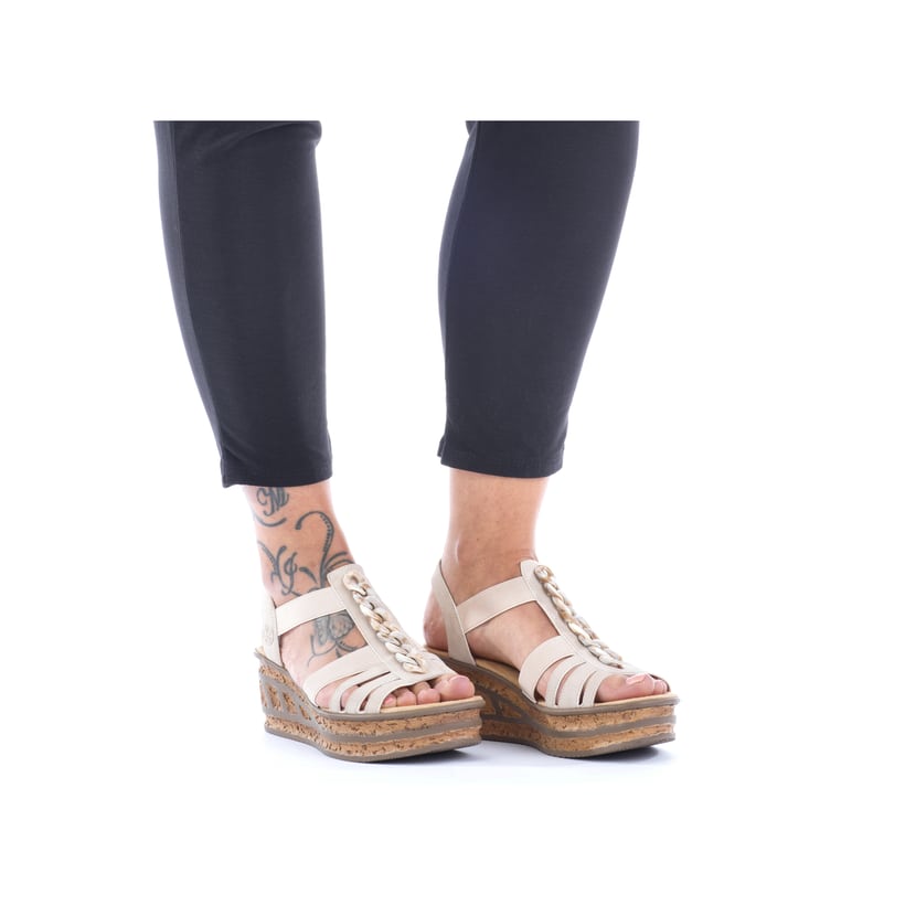 Rieker Artikelnummer 68159-60 Rieker Damen Keilsandaletten Cremebeige