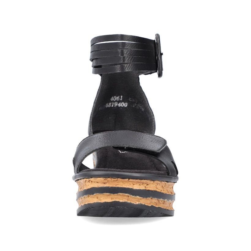 Rieker Artikelnummer 68194-00 Rieker Damen Keilsandaletten Glanzschwarz