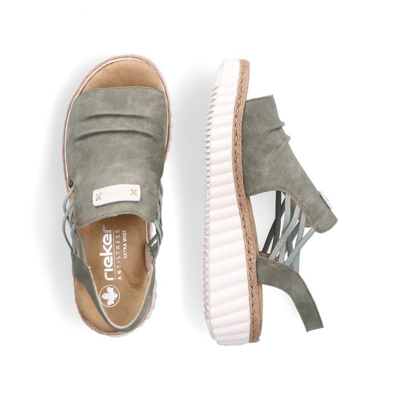 Rieker Artikelnummer 69262-52 Rieker Damen Keilsandaletten Grüngrau