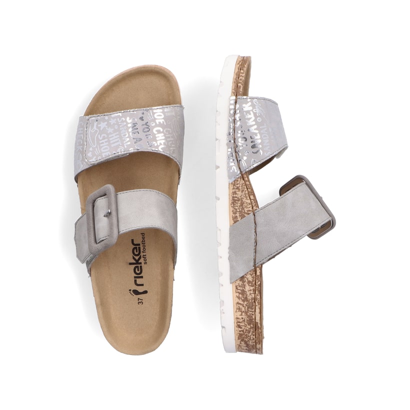 Rieker Artikelnummer 69881-40 Rieker Damen Pantoletten Silbergrau