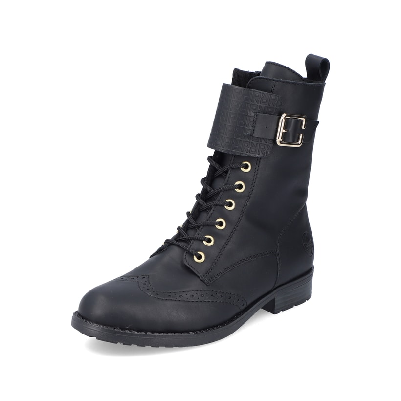Rieker Artikelnummer 70640-00 Rieker Damen Schnürstiefel Asphaltschwarz
