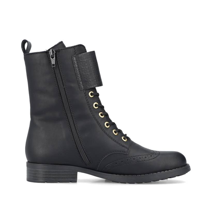 Rieker Artikelnummer 70640-00 Rieker Damen Schnürstiefel Asphaltschwarz