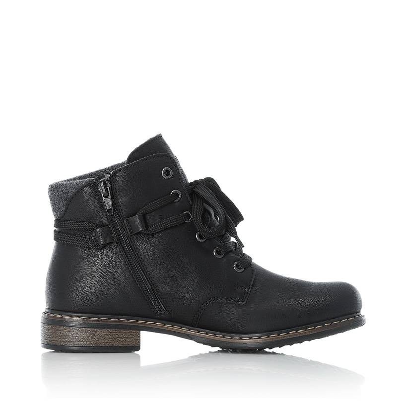 Rieker Artikelnummer 71222-01 Rieker Damen Schnürstiefel Asphaltschwarz
