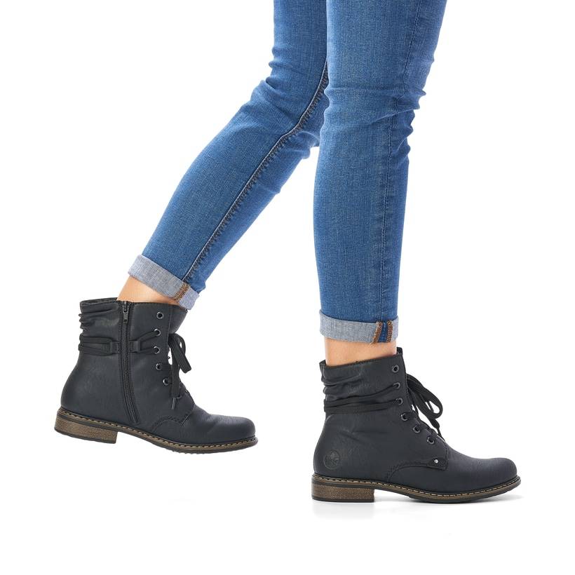 Rieker Artikelnummer 71229-02 Rieker Damen Schnürstiefel Asphaltschwarz