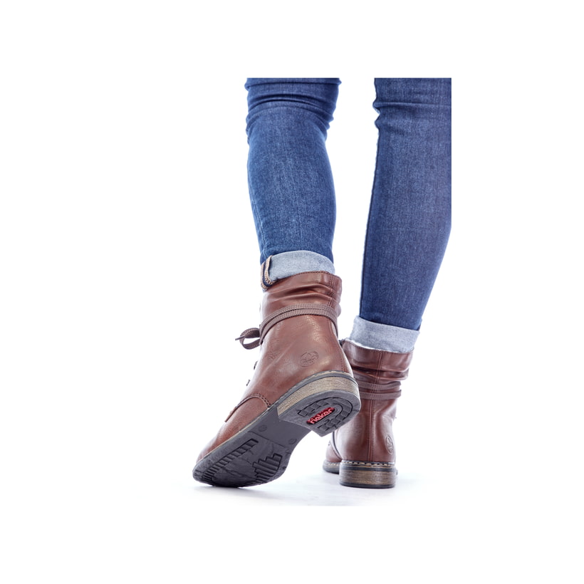 Rieker Artikelnummer 71229-22 Rieker Damen Schnürstiefel Schokobraun