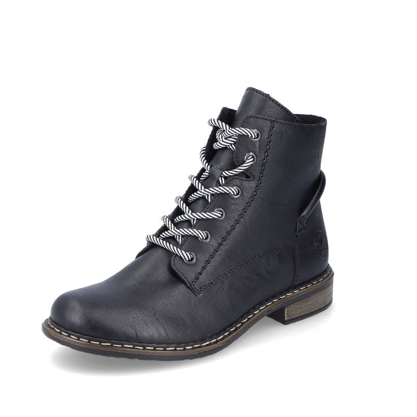 Rieker Artikelnummer 71230-00 Rieker Damen Schnürstiefel Asphaltschwarz