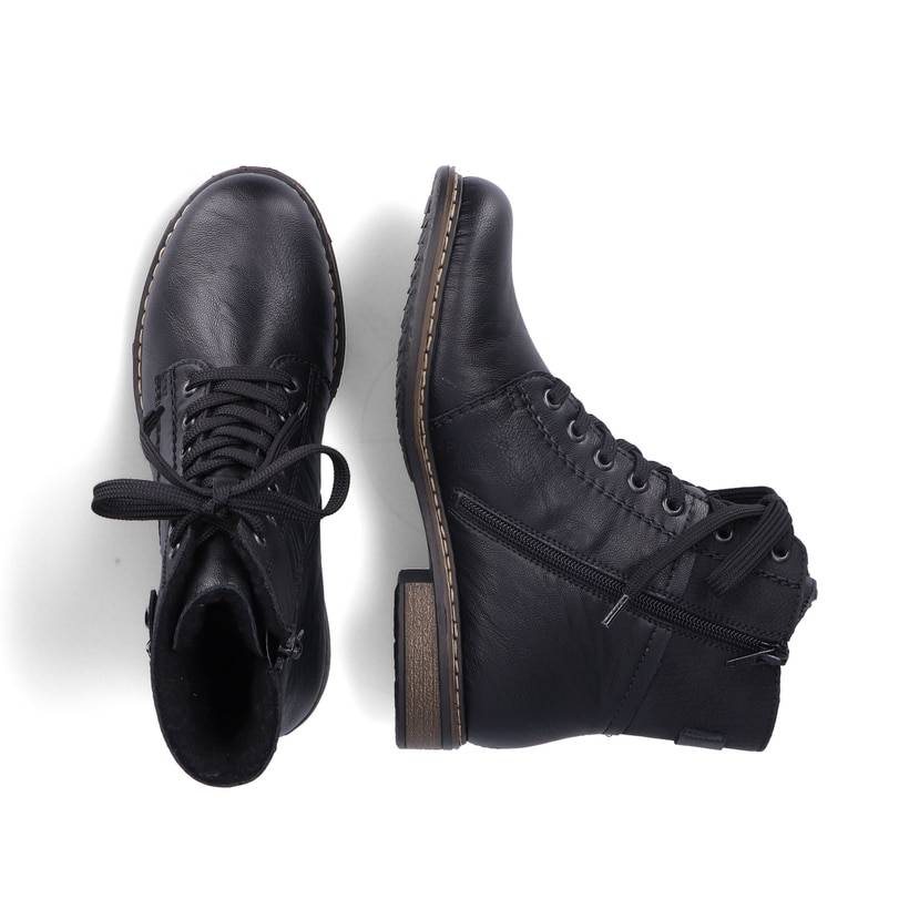 Rieker Artikelnummer 71248-00 Rieker Damen Schnürstiefel Tiefschwarz