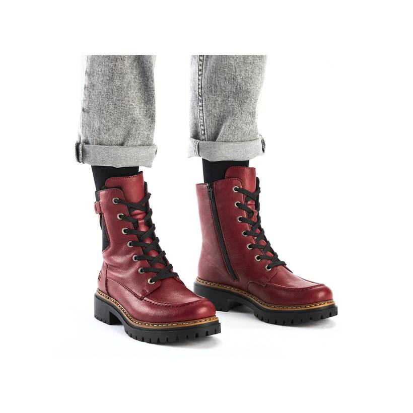 Rieker Artikelnummer 72639-35 Rieker Damen Biker Boots Erdbeerrot