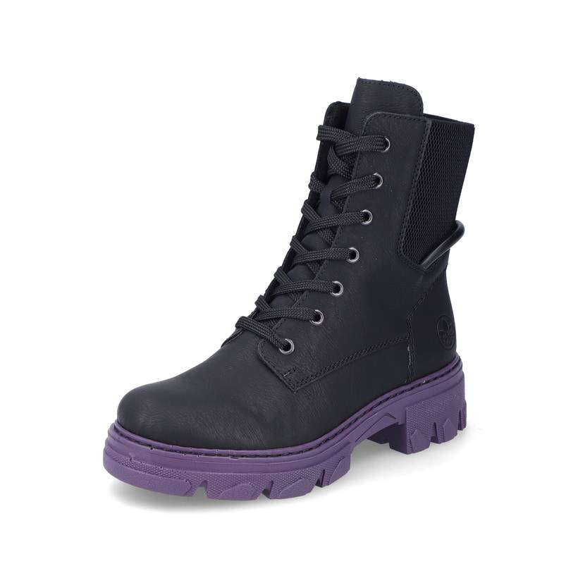 Rieker Artikelnummer 74631-01 Rieker Damen Biker Boots Nachtschwarz-purple