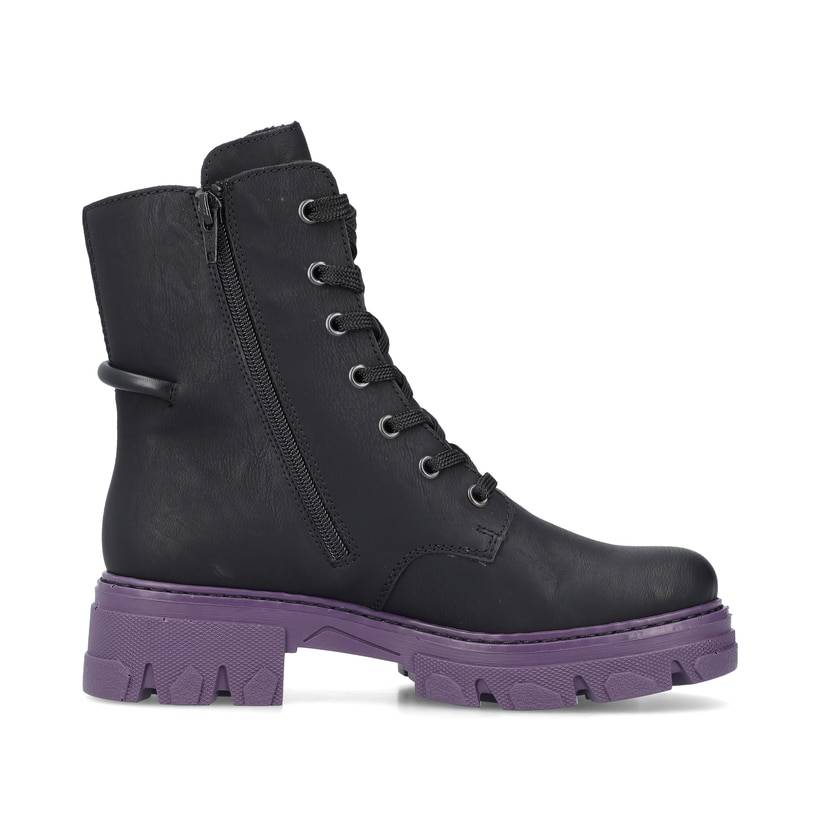 Rieker Artikelnummer 74631-01 Rieker Damen Biker Boots Nachtschwarz-purple
