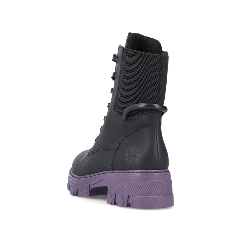 Rieker Artikelnummer 74631-01 Rieker Damen Biker Boots Nachtschwarz-purple