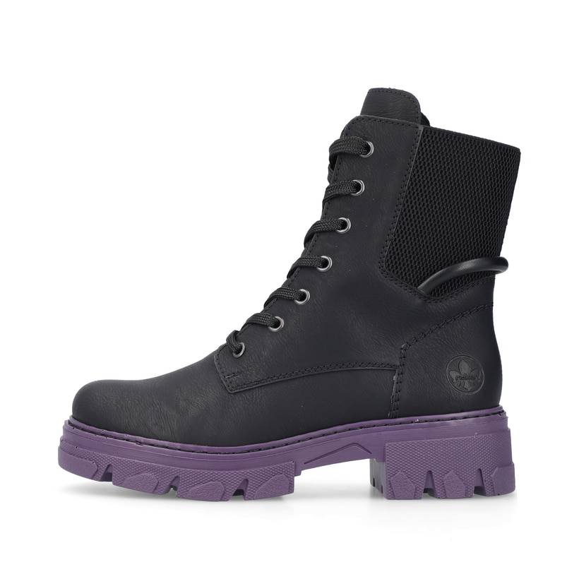 Rieker Artikelnummer 74631-01 Rieker Damen Biker Boots Nachtschwarz-purple