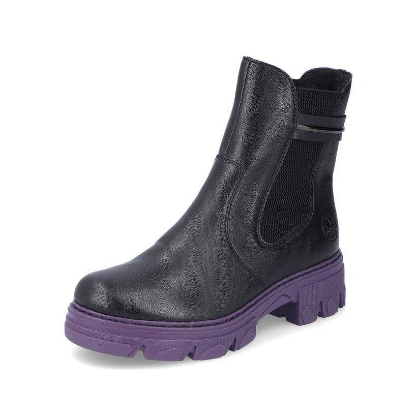 Rieker Artikelnummer 74690-00 Rieker Damen Biker Boots Nachtschwarz-purple