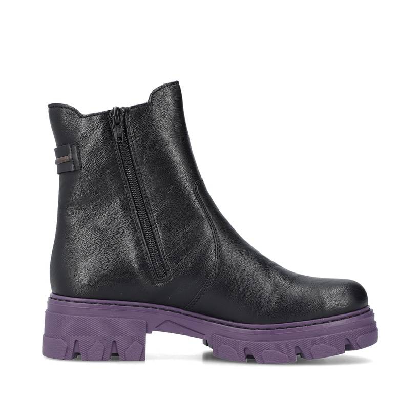 Rieker Artikelnummer 74690-00 Rieker Damen Biker Boots Nachtschwarz-purple