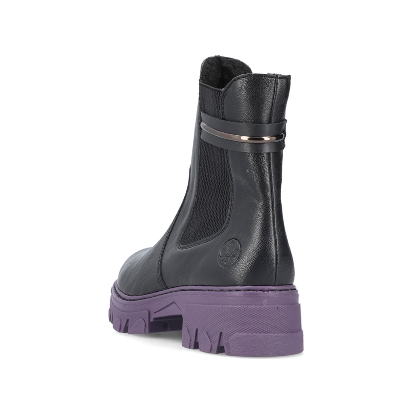 Rieker Artikelnummer 74690-00 Rieker Damen Biker Boots Nachtschwarz-purple
