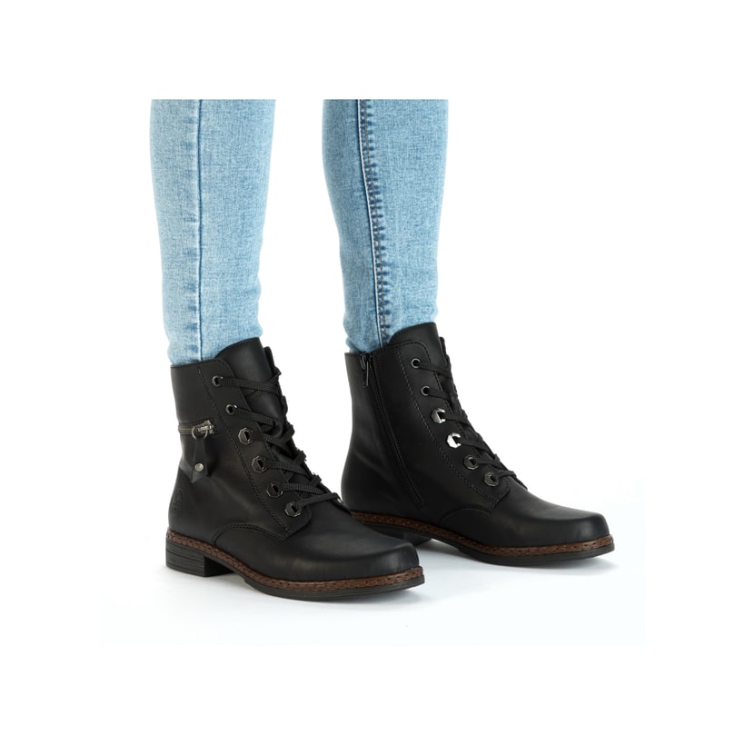 Rieker Artikelnummer 75142-01 Rieker Damen Schnürstiefel Carbonschwarz