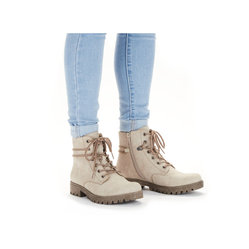 Rieker Artikelnummer 78538-60 Rieker Damen Schnürstiefel Hellbeige