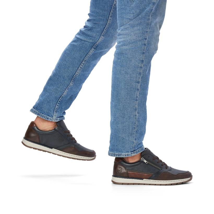 Rieker Artikelnummer B2111-14 Rieker Herren Sneaker Low Stahlblau-mokka
