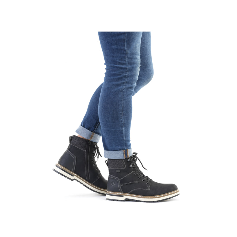 Rieker Artikelnummer F3832-00 Rieker Herren Schnürstiefel Asphaltschwarz