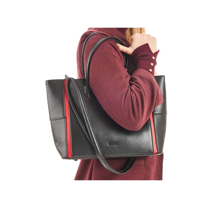 Rieker Artikelnummer H1524-00 Rieker Shopper Tiefschwarz-feuerrot