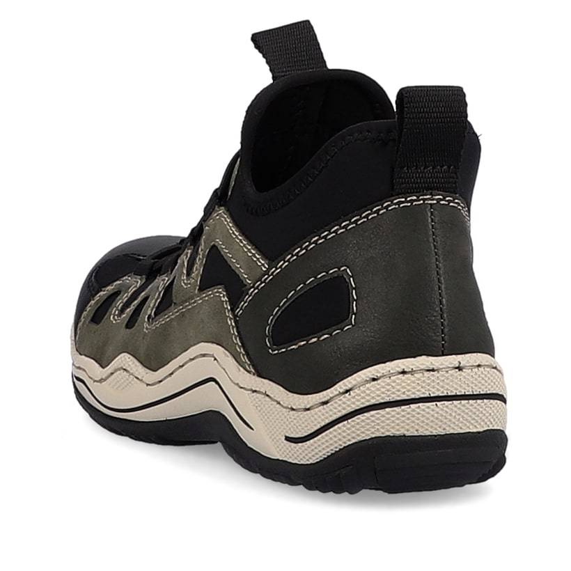 Rieker Artikelnummer L0579-54 Rieker Damen Slipper Olivgrün-schwarz
