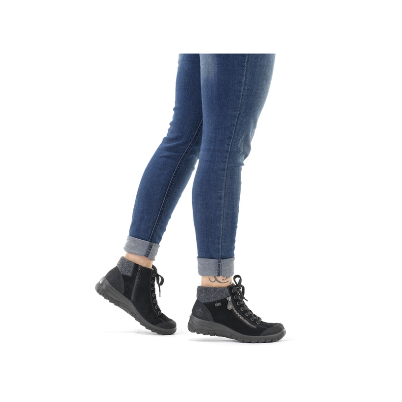 Rieker Artikelnummer L7132-01 Rieker Damen Schnürschuhe Graphitschwarz