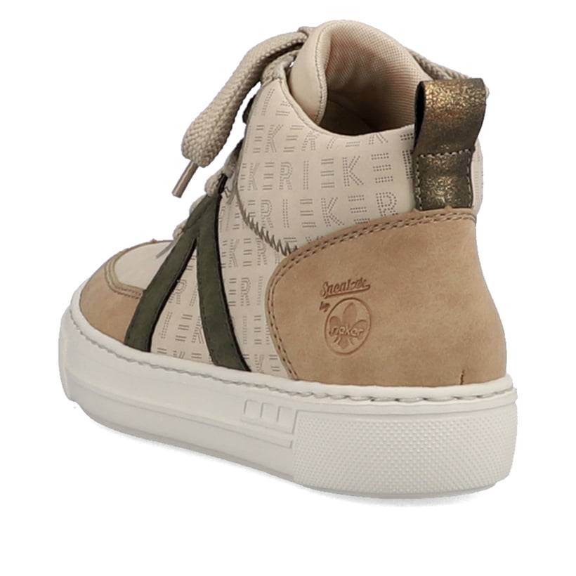 Rieker Artikelnummer L9802-60 Rieker Damen Sneaker High Cremebeige-khakigrün